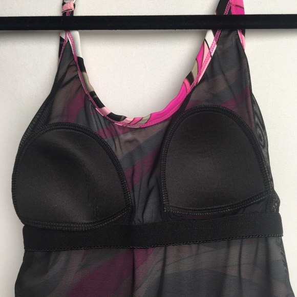 Bikini Bay Ladies Medium Pink/Black/White Tankini Bathing Suit Halter Top - Picture 2 of 10